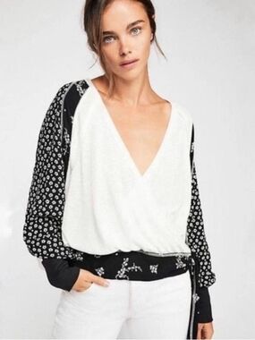 Free People Auxton Thermal Wrap V-Neck Top